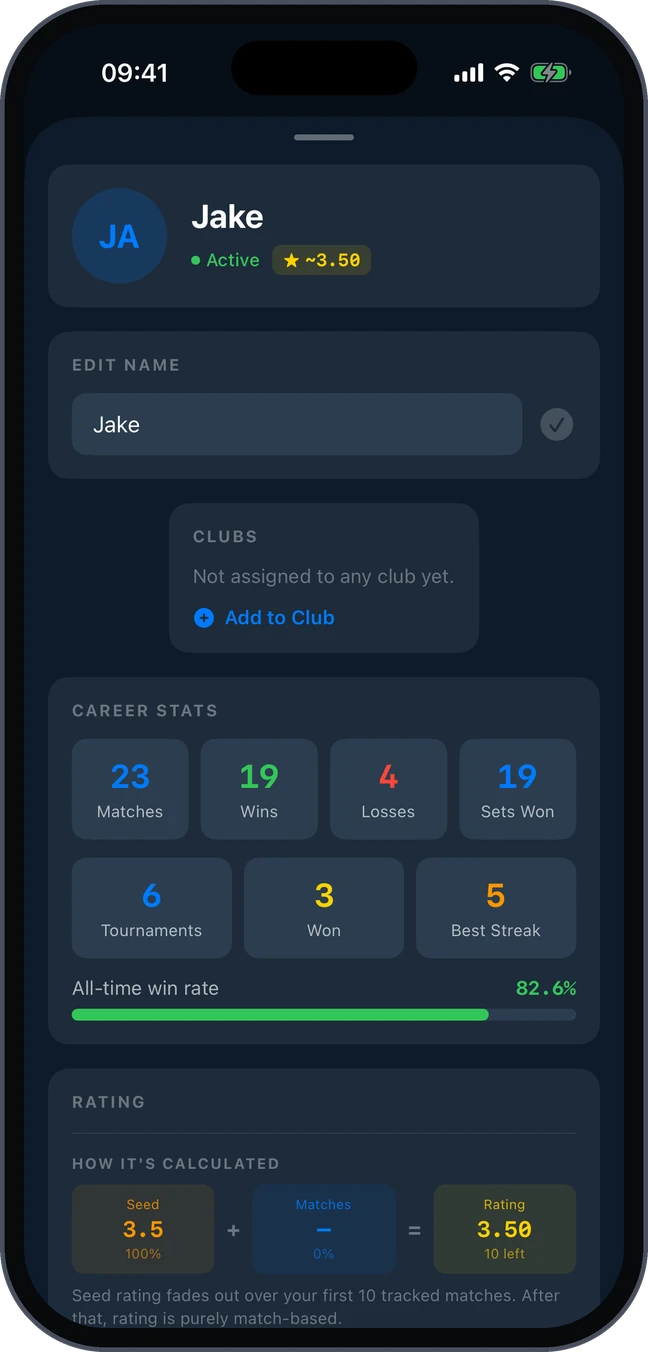 Player stats & rating